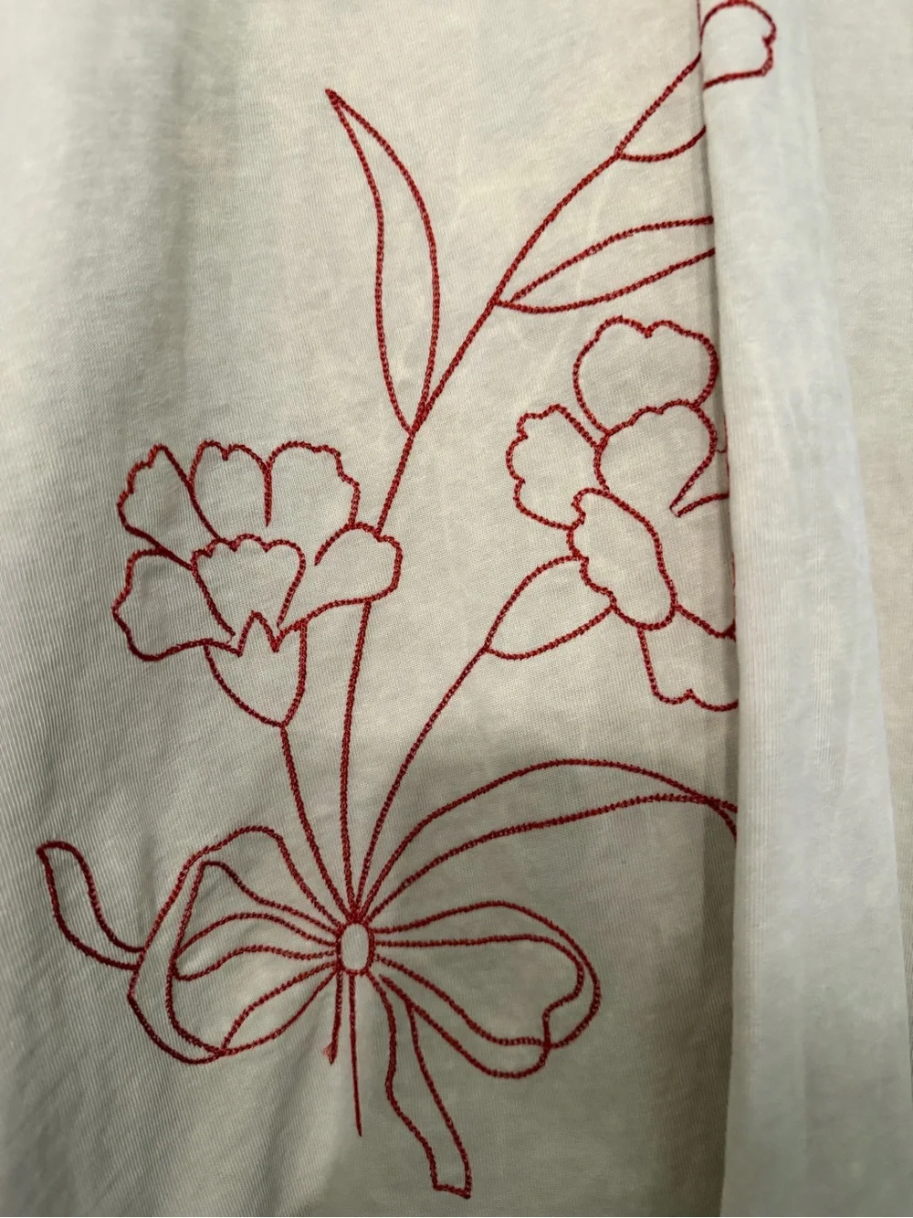 Free People Denim and Bone Swan Doodle Embroidered oversized crafty Medium - Picture 4 of 10